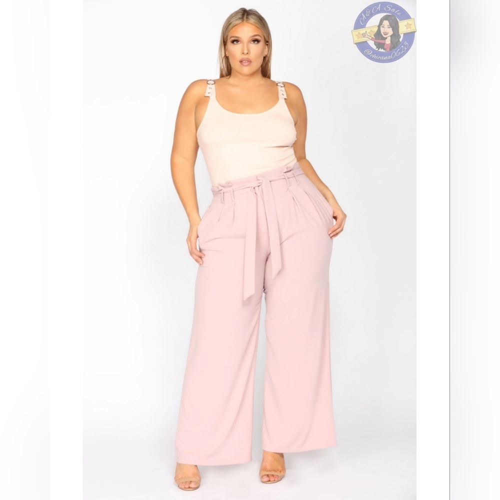 Fashion Nova Make Me Blush Tie Waist Pants